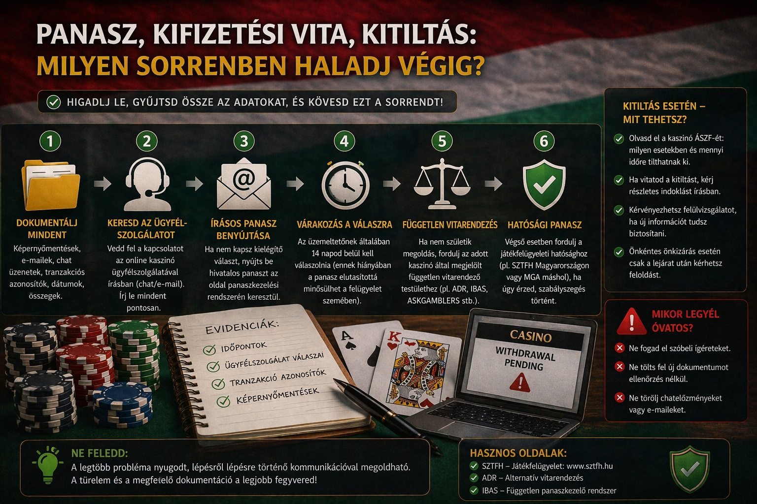 Panasz és kifizetési vita online kaszinóban